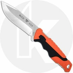 Buck Knives Buck Small Pursuit Pro Fixed Blade 0658ORS - S35VN Drop Point - Black GFN And Orange Versaflex Handle - Made In USA