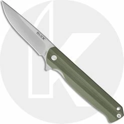 Buck Knives Buck Langford Knife 0251GRS - Value Priced EDC - Satin Drop Point - Green G10 - Liner Lock - Flipper Folder