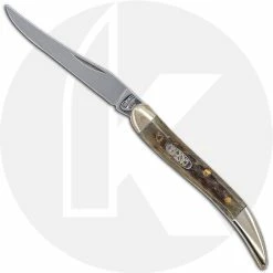 Case Knives Case Small Texas Toothpick Knife 00806 - Pocket Worn Green Bone - 610096SS- Discontinued - BNIB