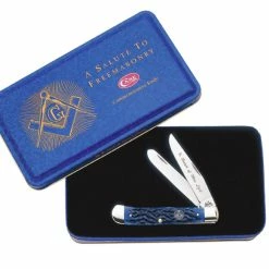 Case Knives: Case Masonic Trapper Knife With Tin, CA-1058