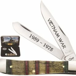Case Knives Case 22040 Vietnam War Trapper Knife Gift Set Embellished Smooth Natural Bone 6254SS