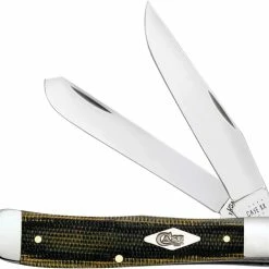 Case Knives Case Trapper Knife 23470 - Green And Black Micarta - 10254SS