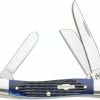 Case Knives: Case Medium Stockman Knife, Navy Blue Bone Handle, CA-2801 -Case Knives shop CA 2801