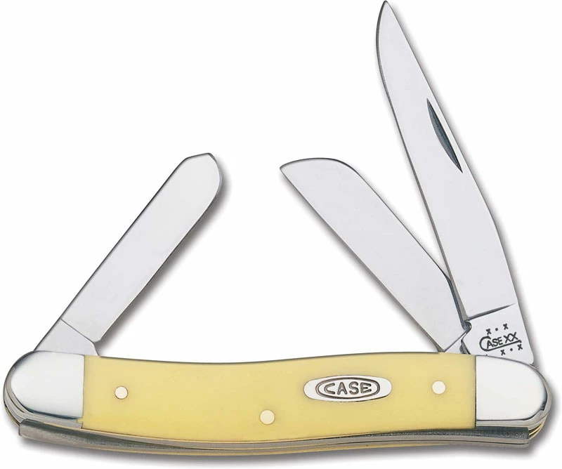 Case Knives Case Medium Stockman, Yellow CV, CA-35 3 Case Knives Case Medium Stockman, Yellow CV, CA-35