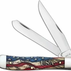 Case Knives Case Trapper Knife 36030 Vintage Flag Embellished Smooth Natural Bone 6254SS