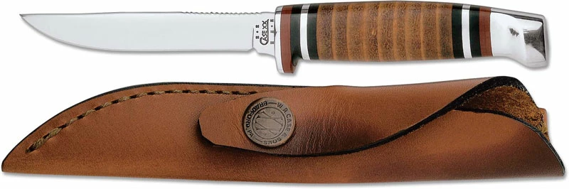 Case Knives: Case Hunting Knife, 3 1/8" Finn With Leather Handle, CA-379 4 Case Knives: Case Hunting Knife, 3 1/8" Finn With Leather Handle, CA-379 - Image 2