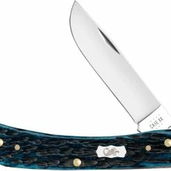 Case Knives Case Sod Buster Jr Knife 51854 - Pocket Worn Mediterranean Blue Bone - 6137SS