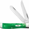 Case Knives Case Mini Trapper Knife 52824 Smooth Brilliant Green Bone 6207SS -Case Knives shop CA 52824