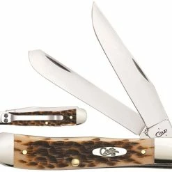 Case Knives Case Trapper With Clip 06540 Amber Bone SS 6254CSS