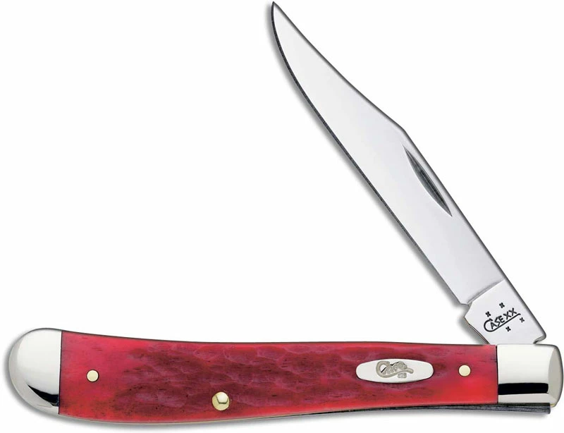 Case Knives: Case SlimLine Trapper Knife, Dark Red Bone CV, CA-6982 3 Case Knives: Case SlimLine Trapper Knife, Dark Red Bone CV, CA-6982