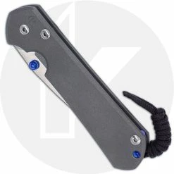 Chris Reeve Knives - Large Sebenza 31 Knife - L31-1000 - Stonewash Drop Point - Sandblast Titanium -Case Knives shop CRK L31 1000 CLOSED FRONT