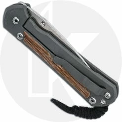 Chris Reeve Knives - Large Sebenza 31 Knife - L31-1212 - Stonewash Drop Point - Natural Canvas Micarta / Titanium -Case Knives shop CRK L31 1212 CLOSED BACK