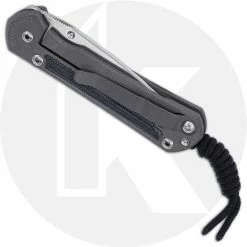 Chris Reeve Knives - Small Sebenza 31 Knife - S31-1200 - Stonewash Drop Point - Black Canvas Micarta / Sandblast Titanium -Case Knives shop CRK S31 1200 CLOSED BACK