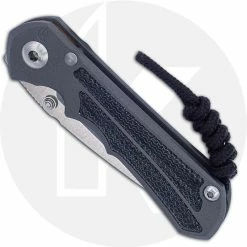 Chris Reeve Knives - Small Inkosi Knife - SIN-1012 - Stonewash Drop Point - Black Canvas Micarta / Sandblast Titanium -Case Knives shop CRK SIN 1012 CLOSED FRONT