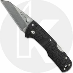 Cold Steel Knives Cold Steel Kiridashi 20KPL - Value Priced EDC - Stonewash Clip Point - Black Griv Ex - Tri-Ad Lock Folder