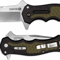 Cold Steel Knives Cold Steel Crawford Model 1 20MWC Knife Wes Crawford Clip Point Black Zy-Ex With OD Rubber Flipper Folder -Case Knives shop CS 20MWC