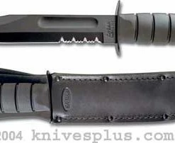 Ka-Bar Knives Black KABAR Knife, Part Serrated With Leather Sheath, KA-1212