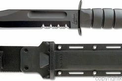 Ka-Bar Knives KA-1214, KA-BAR Black USMC Utility, Part Serrated Edge, Synthetic Sheath