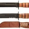 Ka-Bar Knives Short KABAR USMC, Part Serrated With Leather Sheath, KA-1252 -Case Knives shop KA 1250 52