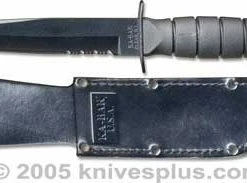 KA-BAR Knives: KABAR Short Black Tanto Knife, Part Serrated Leather Sheath, KA-1255