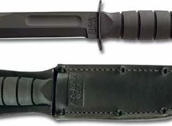 Ka-Bar Knives KA-BAR Short Black KABAR Utility, Plain Edge, Leather KA-1256,