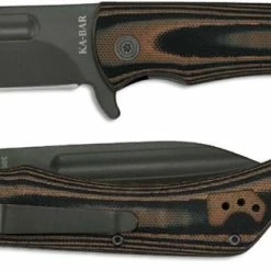 Ka-Bar Knives KABAR 3066 Mark 98 Folder Black Spear Point Brown And Black G10 Liner Lock Flipper Knife