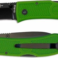 Ka-Bar Knives KABAR Dozier Folding Hunter 4062KG - Bob Dozier EDC - Black Drop Point - Kelly Green Zytel - Lockback Folder