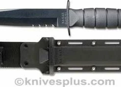 KA-BAR Knives: KABAR Short Black Tanto Knife, Part Serrated Synthetic Sheath, KA-5055