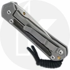 Chris Reeve Knives - Small Sebenza 31 Knife - S31-1100 - Stonewash Drop Point - Bog Oak / Blasted Titanium -Case Knives shop RH S31 1100 CLOSED BACK