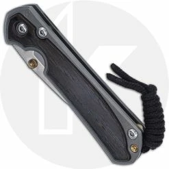 Chris Reeve Knives - Small Sebenza 31 Knife - S31-1100 - Stonewash Drop Point - Bog Oak / Blasted Titanium -Case Knives shop RH S31 1100 CLOSED FRONT