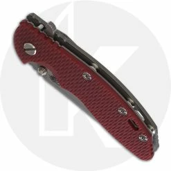 Hinderer Knives XM-18 3.5 Inch Knife - Slicer - Working Finish - 20CV - Tri Way Pivot - Red G-10 -Case Knives shop RH XM18136 CLOSED FRONT