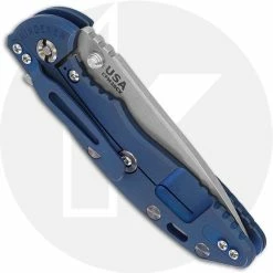 Hinderer Knives XM-18 3.5 Inch Knife - Slicer - Working Finish - 20CV - Tri Way Pivot - Blue / Black G-10 / Battle Blue Ti -Case Knives shop RH XM18138 CLOSED BACK