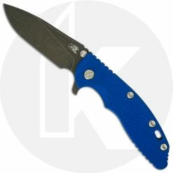 Hinderer Knives XM-18 3.5 Inch Knife - Slicer - Battle Black DLC - 20CV - Tri Way Pivot - Blue G-10 / Battle Black DLC Ti