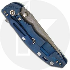 Hinderer Knives XM-18 3.5 Inch Knife - Spear Point - Working Finish - 20CV - Tri Way Pivot - Translucent G-10 / Battle Blue Ti -Case Knives shop RH XM18151 CLOSED BACK