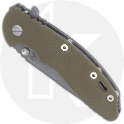 Hinderer Knives XM-18 3.5 Inch Knife - Spanto - Working Finish - S45VN - Tri Way Pivot - OD Green G-10 -Case Knives shop RH XM18171 CLOSED BACK