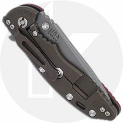 Hinderer Knives XM-18 3.5 Inch Knife - Spanto - Working Finish - S45VN - Tri Way Pivot - Red G-10 / Battle Bronze Ti -Case Knives shop RH XM18173 CLOSED BACK
