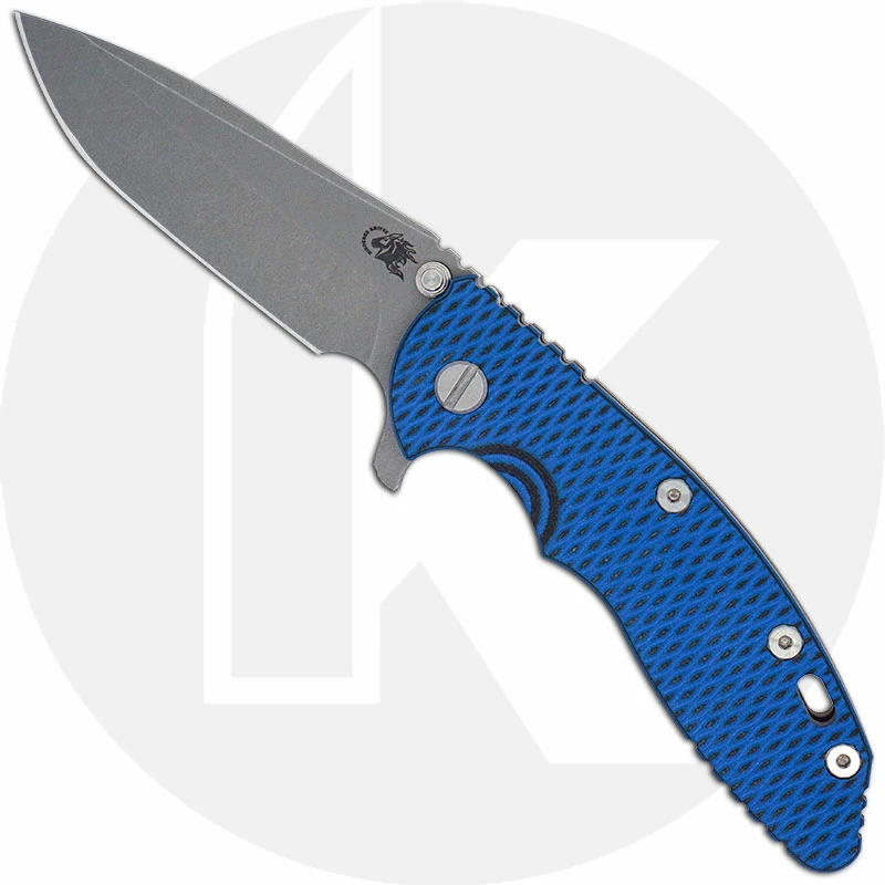 Hinderer Knives XM-18 3.5 Inch Knife - Spanto - Working Finish - S45VN - Tri Way Pivot - Blue / Black G-10 / Battle Bronze Ti 3 Hinderer Knives XM-18 3.5 Inch Knife - Spanto - Working Finish - S45VN - Tri Way Pivot - Blue / Black G-10 / Battle Bronze Ti