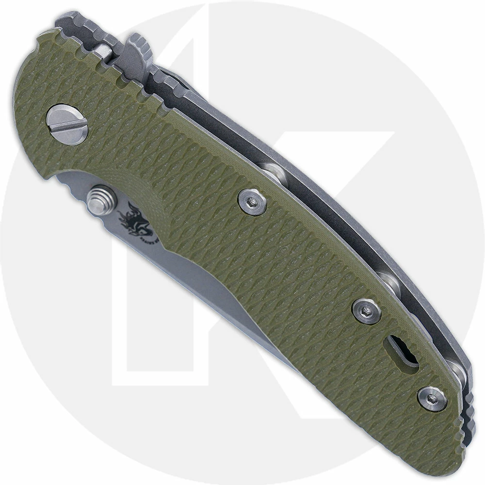 Hinderer Knives XM-18 3.5 Inch Knife - Spear Point - Working Finish - S45VN - Tri Way Pivot - OD Green G-10 4 Hinderer Knives XM-18 3.5 Inch Knife - Spear Point - Working Finish - S45VN - Tri Way Pivot - OD Green G-10 - Image 2