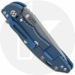 Hinderer Knives XM-18 3.5 Inch Knife - Spear Point - Working Finish - S45VN - Tri Way Pivot - Blue / Black G-10 / Battle Blue Ti -Case Knives shop RH XM18183 CLOSED BACK