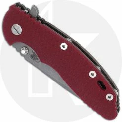 Hinderer Knives XM-18 3.5 Inch Knife - Spanto - Working Finish - S45VN - Tri Way Pivot - Red G-10 / Battle Bronze Ti -Case Knives shop RH XM18RED TRIWAY SPANTO CLOSED FRONT