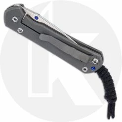 Chris Reeve Knives - Small Sebenza 31 Knife - S31-1000 - Stonewash Drop Point - Sandblast Titanium -Case Knives shop S31 1000 CLOSED BACK