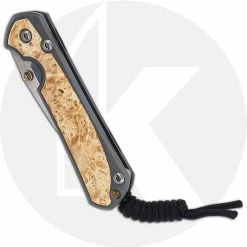 Chris Reeve Knives - Small Sebenza 31 Knife - S31-1108 - Stonewash Drop Point - Box Elder Burl / Blasted Titanium -Case Knives shop S31 1108 CLOSED FRONT