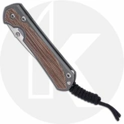 Chris Reeve Knives - Small Sebenza 31 Knife - S31-1212 - Stonewash Drop Point - Natural Canvas Micarta / Sandblast Titanium -Case Knives shop S31 1212 CLOSED FRONT