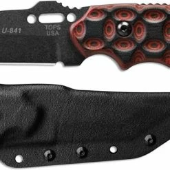 TOPS Knives C.A.T. 200H-02 - Black 1095 Steel Hunters Point - Red / Black Rocky Mountain Bullseye G10