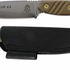 TOPS Knives Baja 4.5 Knife BAJA-4.5 - Black River Wash 1095 Steel Drop Point - Green Micarta