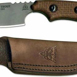 TOPS Knives Bull Trout Knife BLTT-01 - Martin Murillo EDC - Tumble Finished 154CM Stainless Steel - Brown Burlap Micarta - USA Made