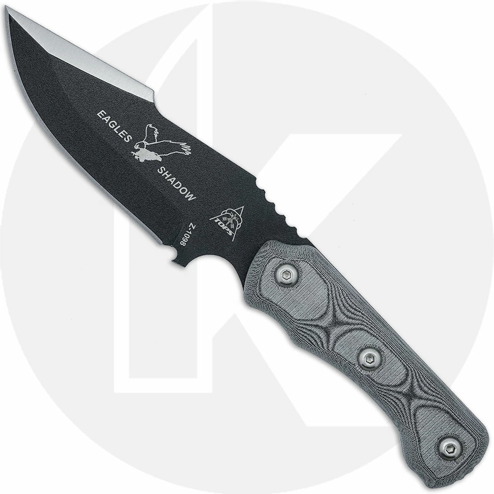 TOPS Knives Eagle's Shadow Knife ESH-01 - Black Traction Coated 1095 - Black Micarta - USA Made 3 TOPS Knives Eagle's Shadow Knife ESH-01 - Black Traction Coated 1095 - Black Micarta - USA Made