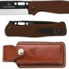 TOPS Knives Fieldcraft Folder FCF-01 - Black Cerakote Drop Point - Tan Canvas Micarta Folding Knife -Case Knives shop TK FCF01