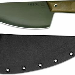 TOPS Knives Frog Market Special XL Knife FMS-XL - Steven Dick Camp / Kitchen Knife - Black River Wash 1095 Steel - Green Canvas Micarta - USA Made