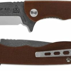 TOPS Knives Mini Scandi Folder MSF 4.0 - Tumble Finish Drop Point - Tan Canvas Micarta Flipper Knife